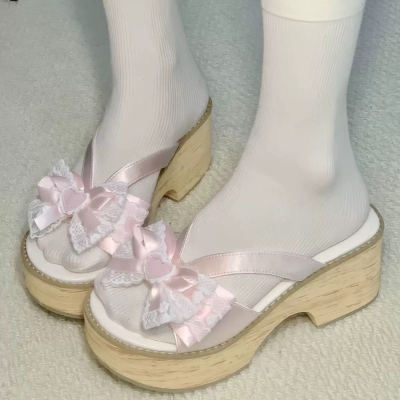 Summer Clothing On Sale - Sweet Bow Wood Grain Thick Bottom