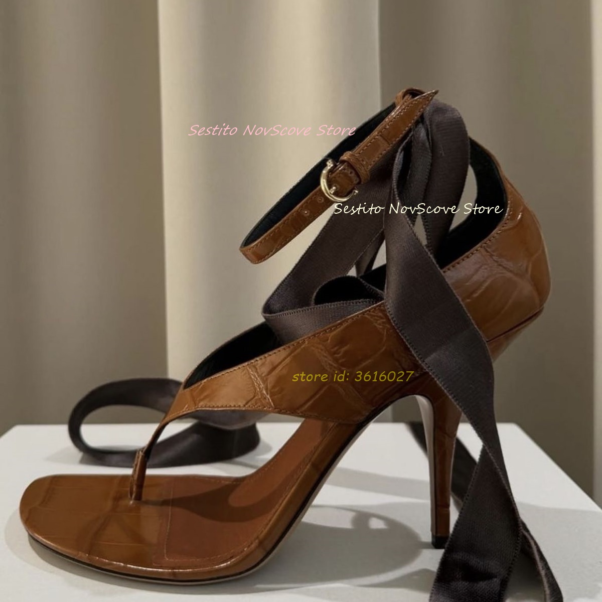 Summer Clothing Elegant - Brown Open Toe Lace Up Sandals