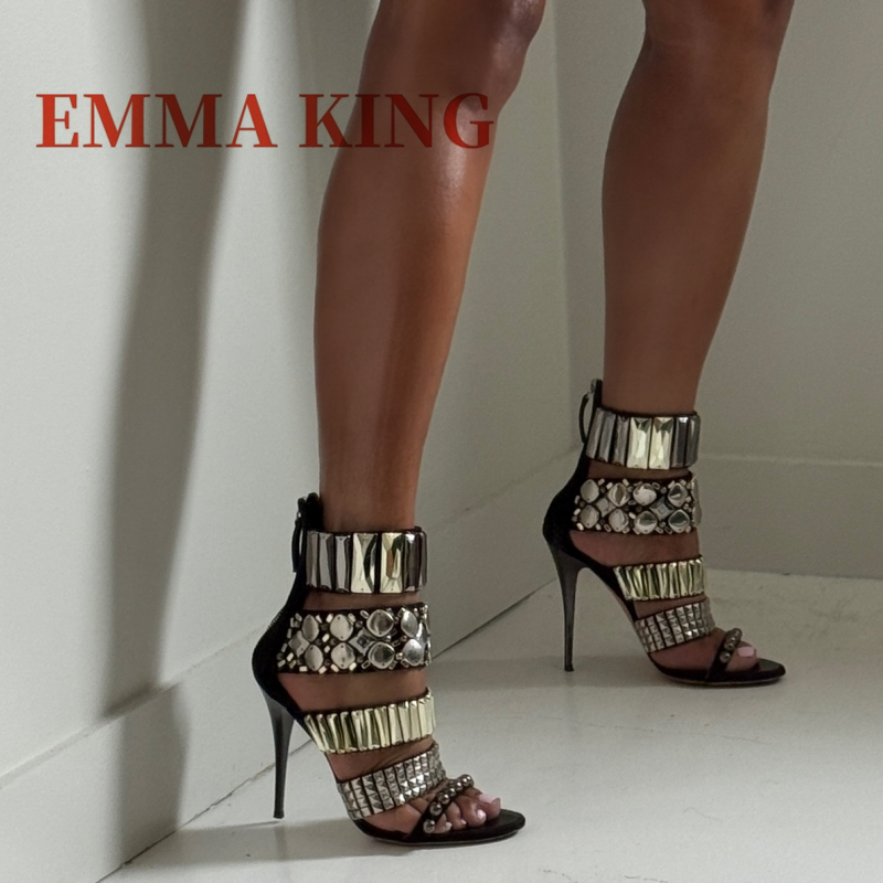 Black Embellished Ankle Strap  - Summer Clothing On Sale review and price