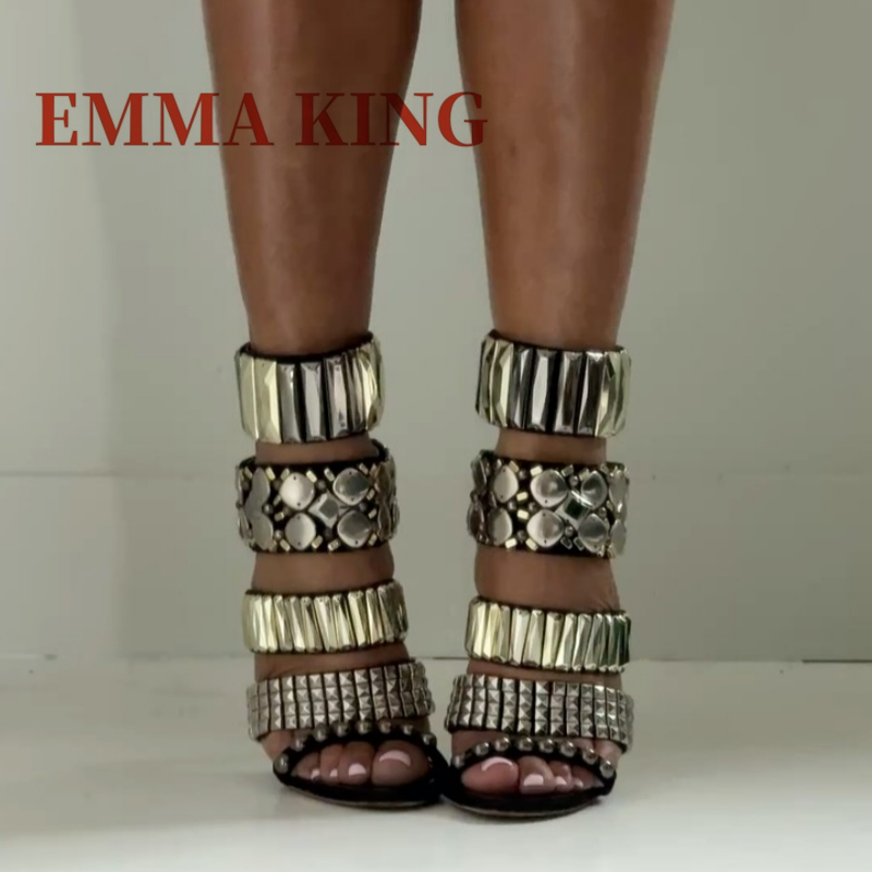 Black Embellished Ankle Strap  - Summer Clothing On Sale review and price