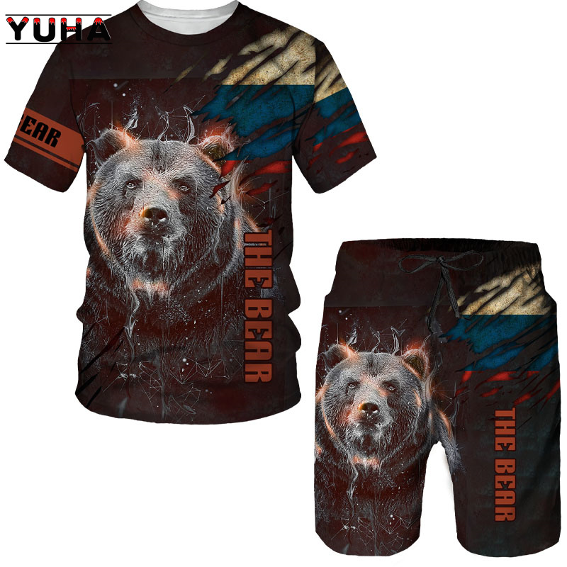 Summer  Bear 3D Printed Men's  - Summer Clothing Sets Women review and price