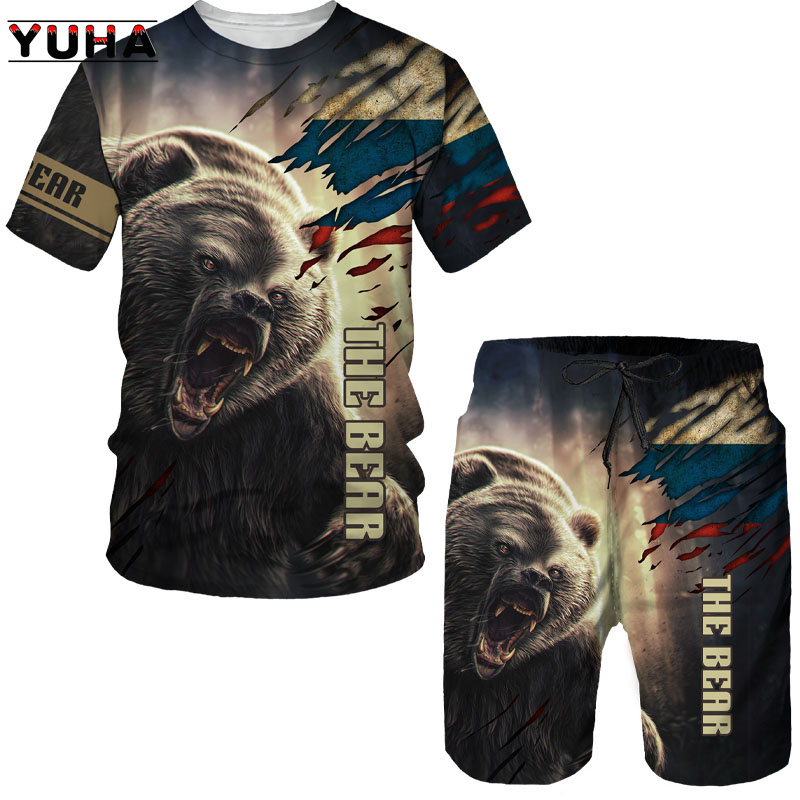 Summer  Bear 3D Printed Men's  - Summer Clothing Sets Women review and price