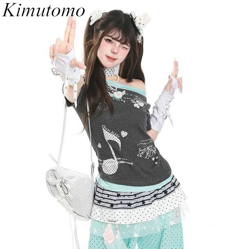 Kimutomo Women T Shirts Polka  - Summer Grunge Clothing review and price