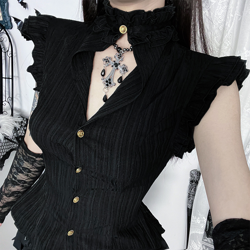 Goth Dark 90s Grunge Single Br - Summer Grunge Clothing review and price