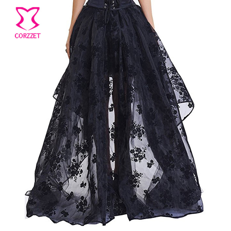 Black Floral Chiffon Front Sho - Summer Victorian Clothing review and price