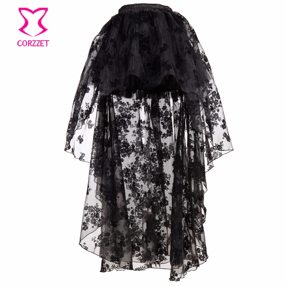 Black Floral Chiffon Front Sho - Summer Victorian Clothing review and price