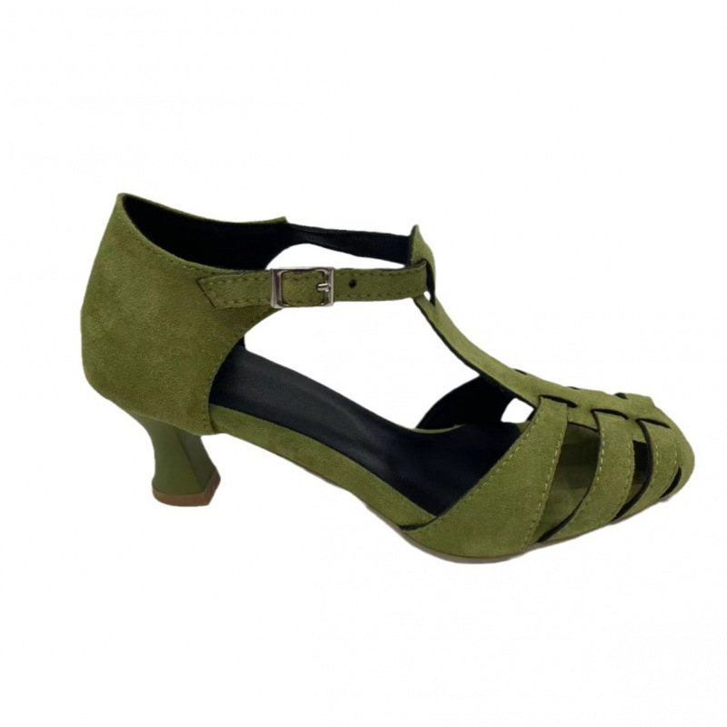 Women's Green Suede Kitten Hee - Summer Clothing On Sale review and price