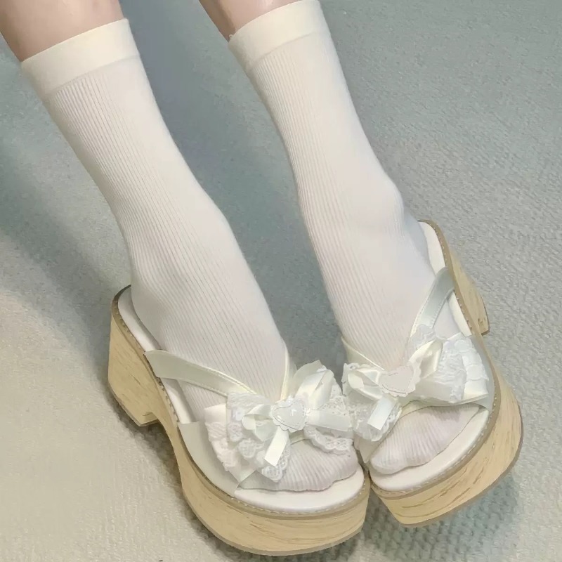 Sweet Bow Wood Grain Thick Bot - Summer Clothing On Sale review and price