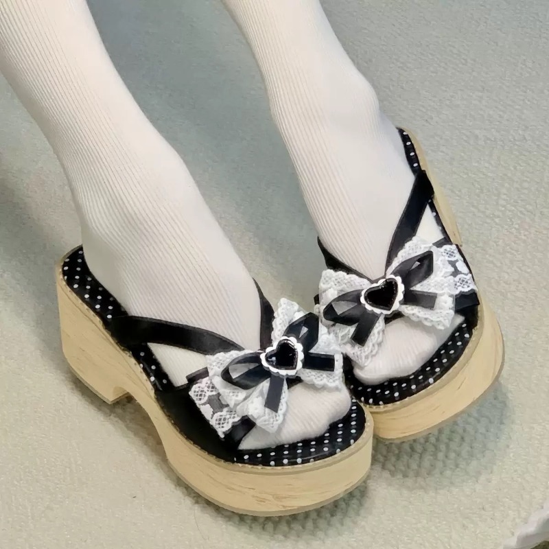 Sweet Bow Wood Grain Thick Bot - Summer Clothing On Sale review and price