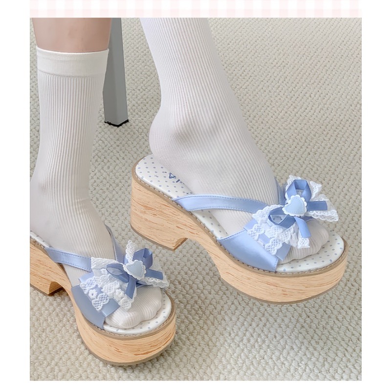 Sweet Bow Wood Grain Thick Bot - Summer Clothing On Sale review and price