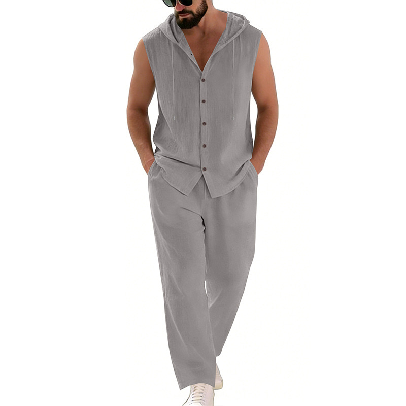 Men's Casual Linen Suit Hooded - Summer Clothing Us review and price