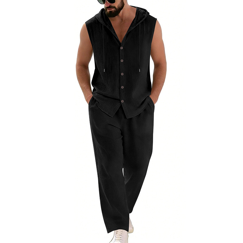Men's Casual Linen Suit Hooded - Summer Clothing Us review and price