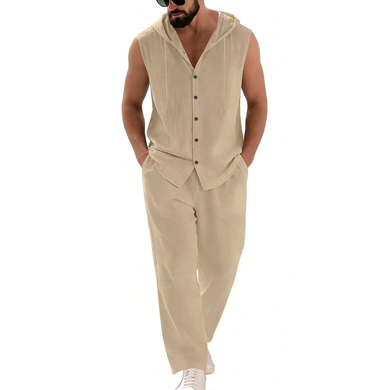 Men's Casual Linen Suit Hooded - Summer Clothing Us review and price
