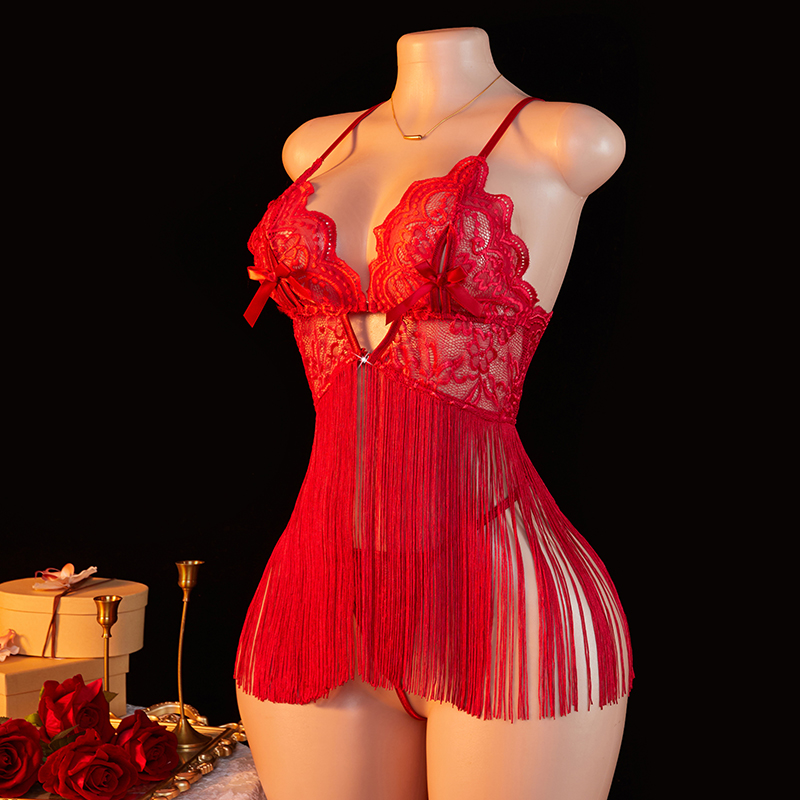Transparent Lace Women Red Str - Summer Clothing Sets Women review and price