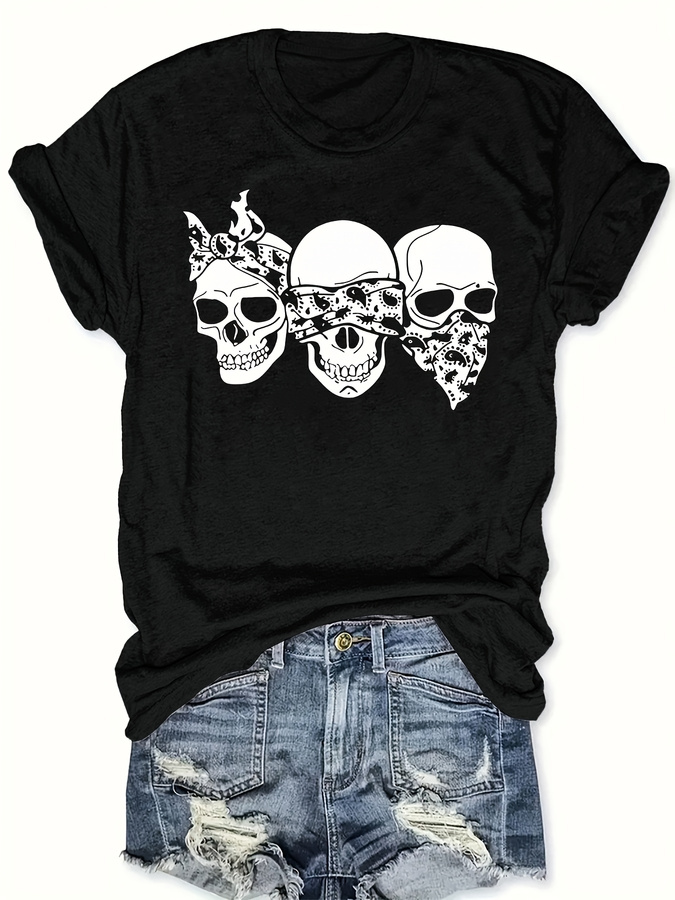 Happy Cartoon Skull T-Shirt, L - Summer Clothing Trends For Women 2026 review and price