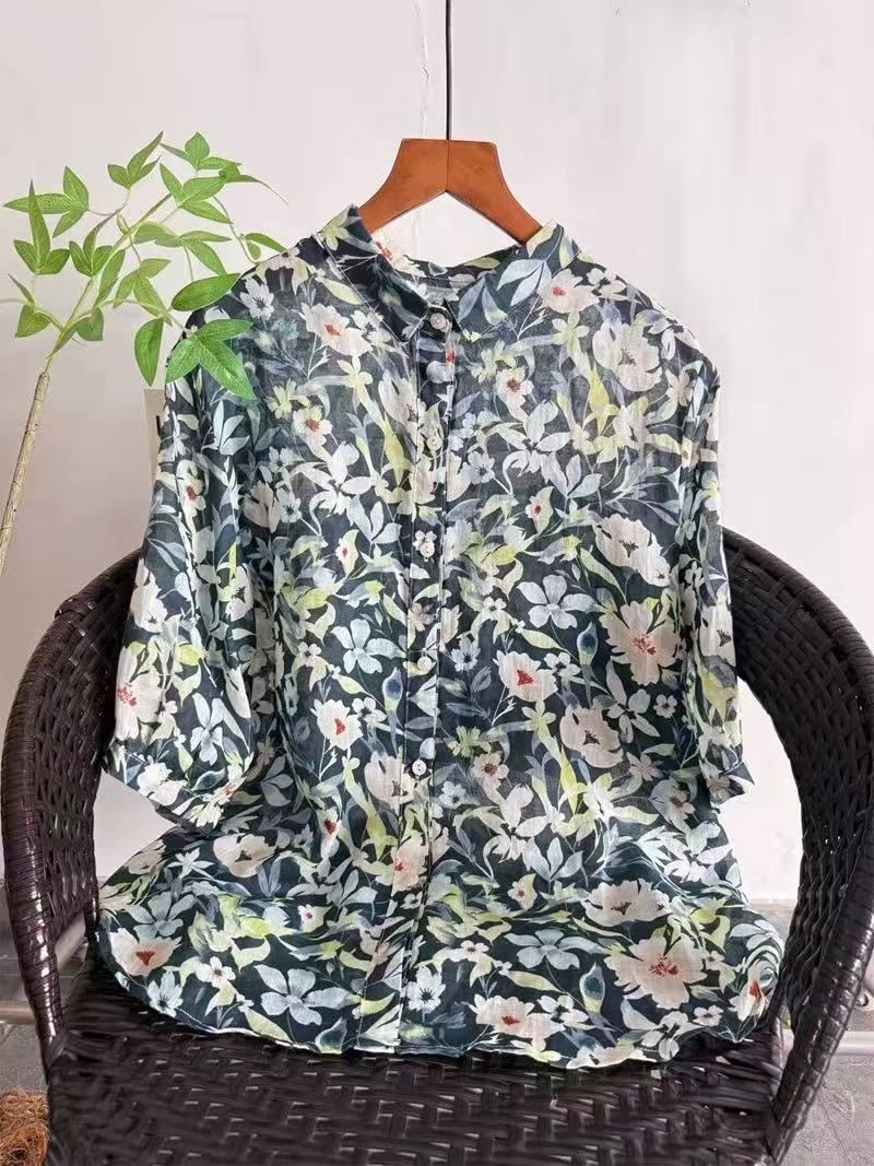 2026 Pure Ramie Print Shirt Wo - Summer Clothing In Japan review and price