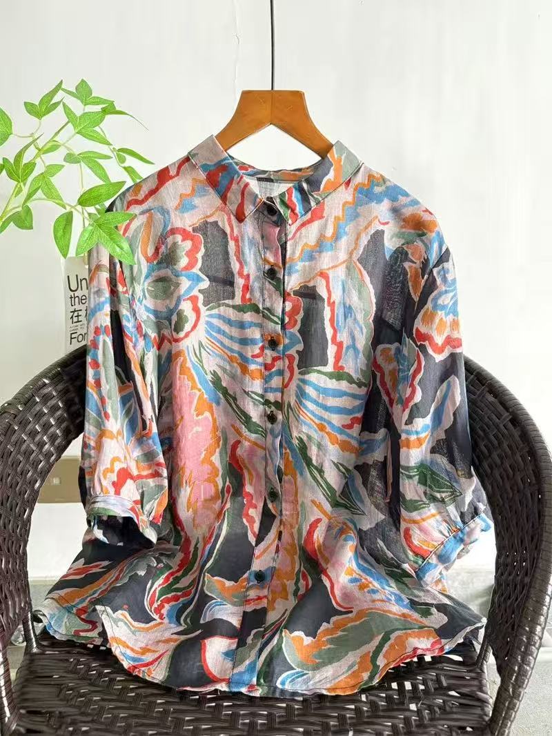 2026 Pure Ramie Print Shirt Wo - Summer Clothing In Japan review and price